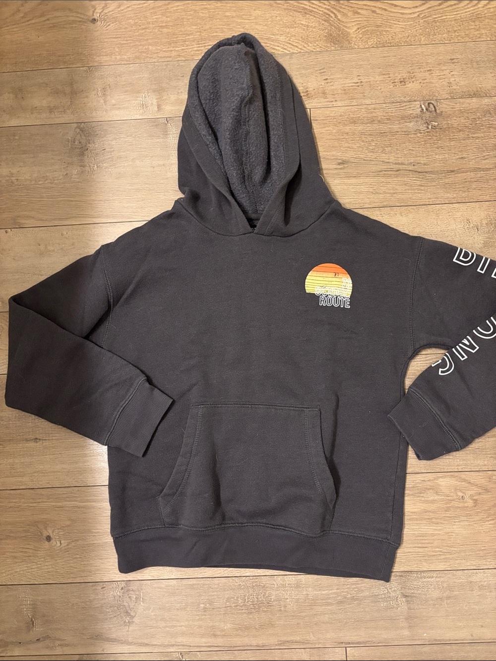Billabong Black Gray Hoodie with Sunset Graphic